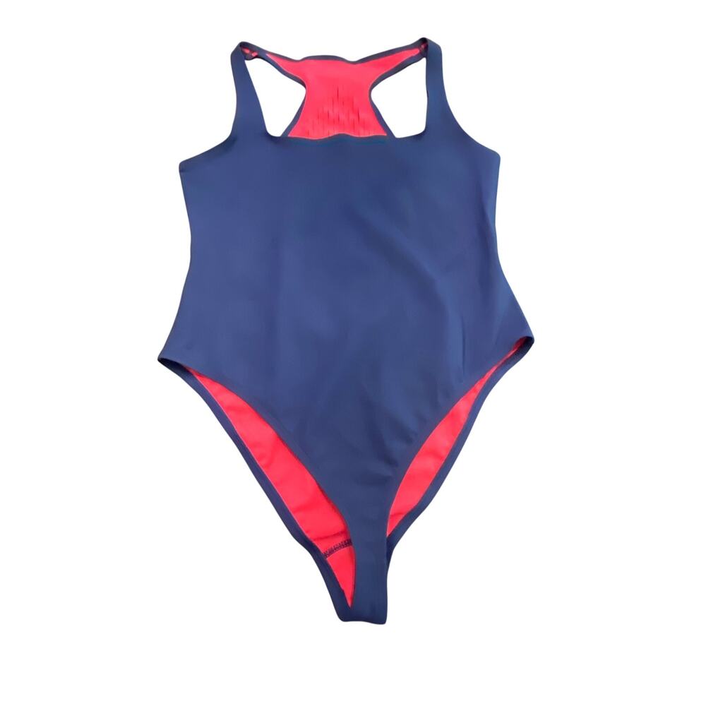 Carbon38 x Dion Lee One Piece Swimsuit Navy Pink Racerback Med Athletic Luxury